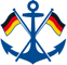 Der Text Dienststelle Schiffssicherheit BG Verkehr udn darüber ein blauer Anker mit deutschen Flaggen - Logo der BG Verkehr

