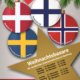 Das Plakat der Basare der nordischen Seemannskirchen mit stilisierten Kugeln mit den Flaggen der vier Länder Dänemark, Finnland, Schweden und Norwegen udn den Daten der Weihnachtsbasare in der Ditma-Loel-Straße 2025