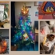 Zu sehen ist eine weihnachtliche Collage aus fünf Fotos, die im Mittelpunkt einen festlich geschmückten Weihnachtsbaum an Bord eines Schiffes zeigt. Rechts ist eine typisch panamaische Krippenszene zum Aufhängen zu sehen, links oben sieht man verpackt einen Adventskranz zum Selbergestalten und darunter die Spitze des geschmückten Baumes.