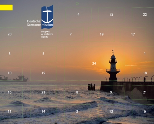 Die Grafik zeigt den maritimen Adventskalender der Seemannsmission Brunsbüttel und der Seemannsmission in Hamburg e.V.